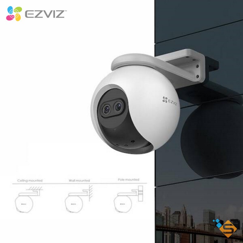 Camera wifi không dây tích hợp AI Ezviz C8PF 2MP, ống kính kép, ghi âm, xoay 360 độ - Bảo hành chính hãng 2 năm