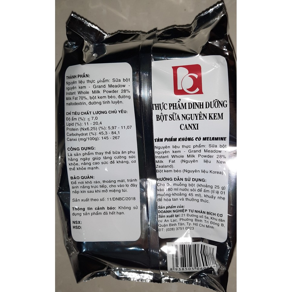 Combo 10 bịch - BỘT SỮA NGUYÊN KEM CANXI 500gram - thương hiệu 2 con bò đỏ