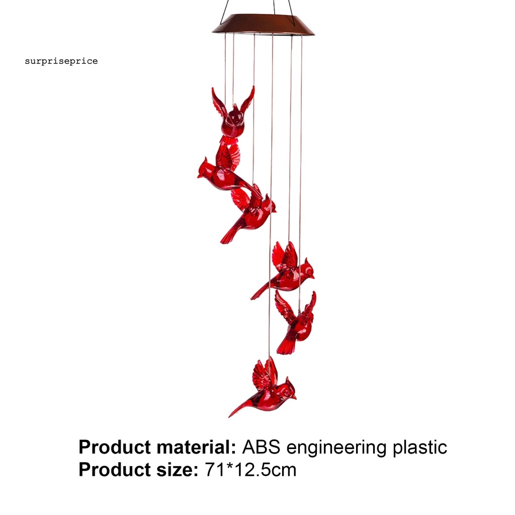 Chuông Gió Có Đèn LED Sử Dụng Năng Lượng Mặt Trời Hình Chú Chim Độc Đáo