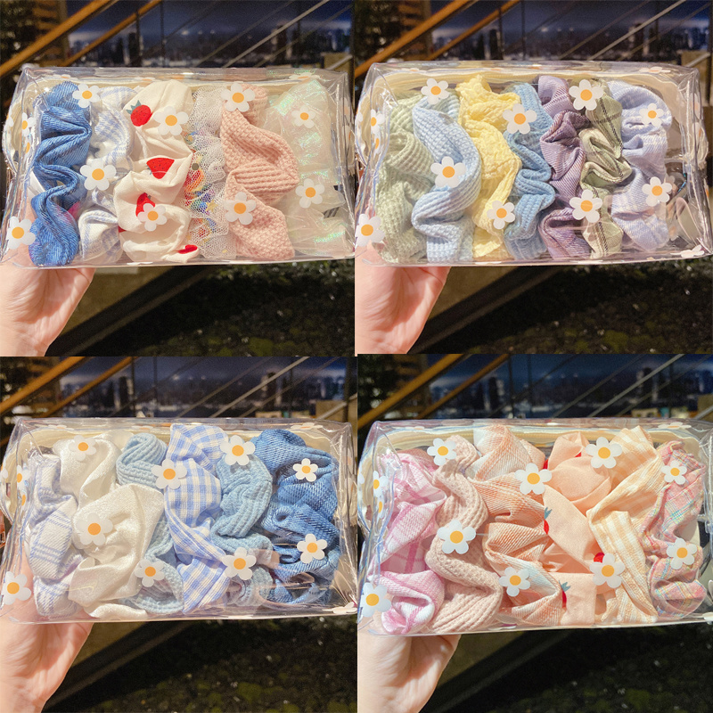 Bộ 6 / 7 Dây Buộc Tóc Co Giãn Xinh Xắn Thời Trang Cho Nữ