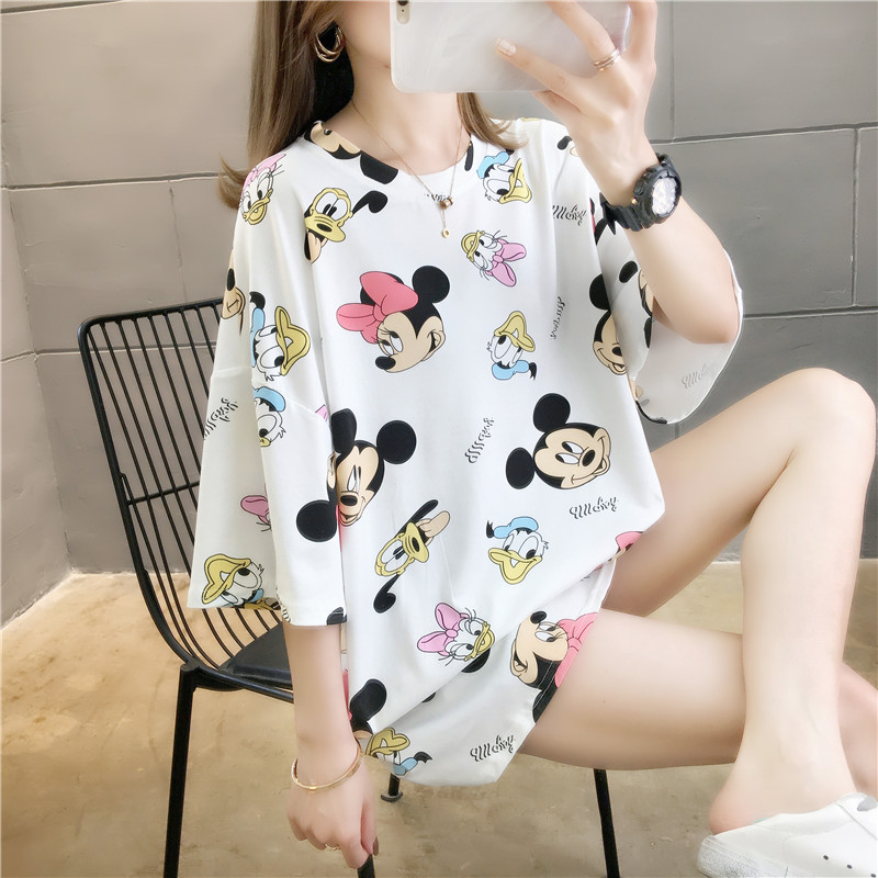 【Available COD】 - EasyCore White Large Large Size T-shirt, Cute Fashion Cartoon Wide T-shirt for Women