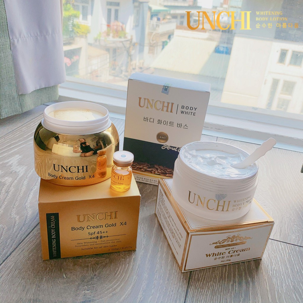 Combo Kem body UNCHI (NGÀY+ĐÊM) dưỡng trắng. chống nắng SPF 45+. Mùi thơm chanel coco sang chảnh | BigBuy360 - bigbuy360.vn