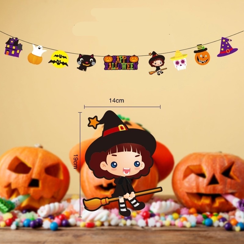 Dây Cờ Treo Tường Họa Tiết Chữ Happy Halloween Trang Trí Nhà Cửa