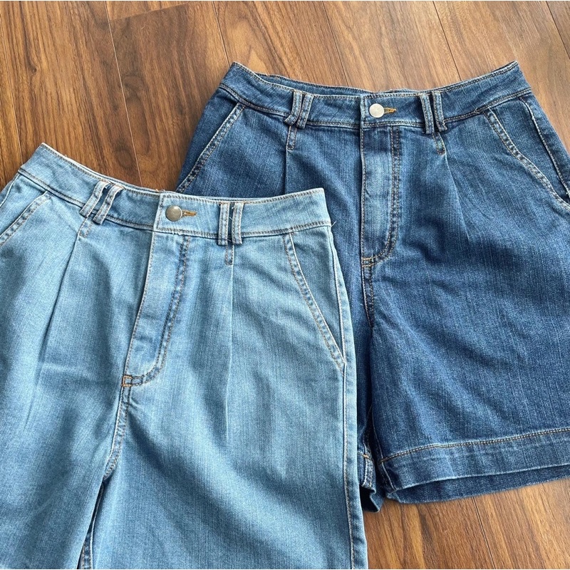 Quần Short nữ denim trên gối. Hình thật cận vải shop chụp thật