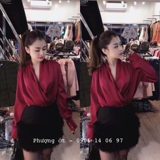 [ảnh thật] áo lụa vạt chéo