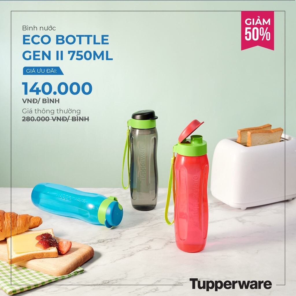 Bình nước Tupperware Eco Bottle Gen 2 750ml - Màu ngẫu nhiên