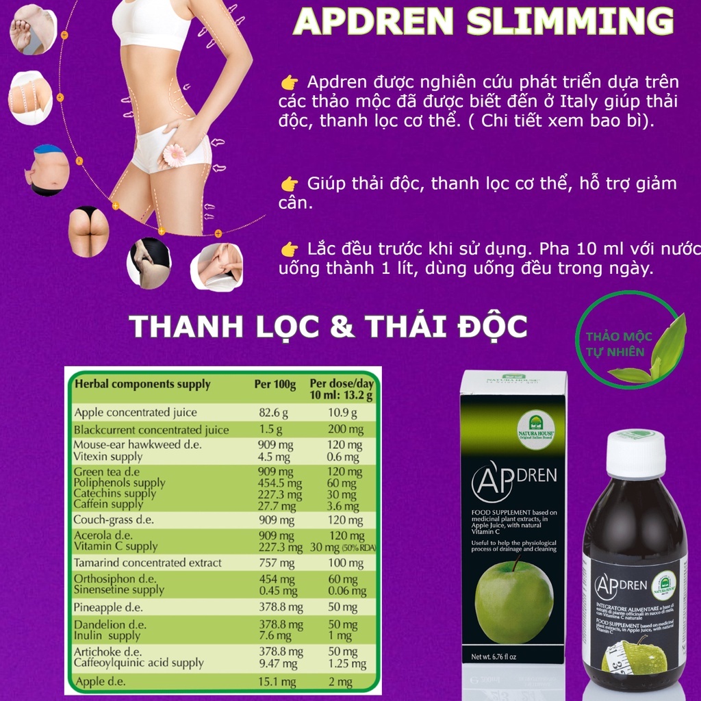 Thải độc, giảm cân Detox Apdren ( 200ml )