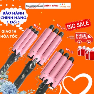Máy uốn tóc 3 trục dập sóng nước làm tóc đẹp chuẩn salon tóc, uốn sóng nước HE19