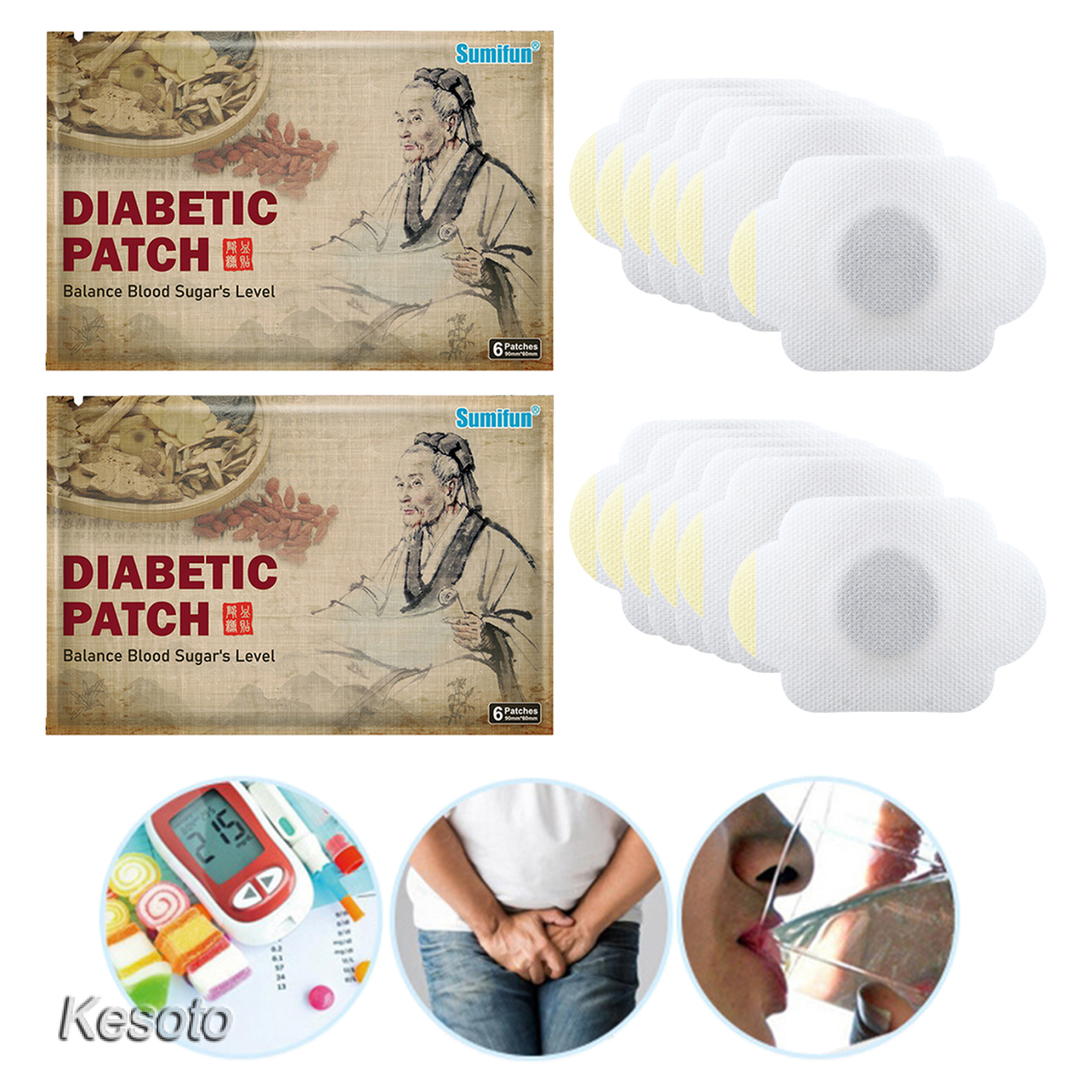 [KESOTO]Diabetes Plasters Natural Herbs Diabetes Pads Diabetes Sticker 12 Pcs/2Bag