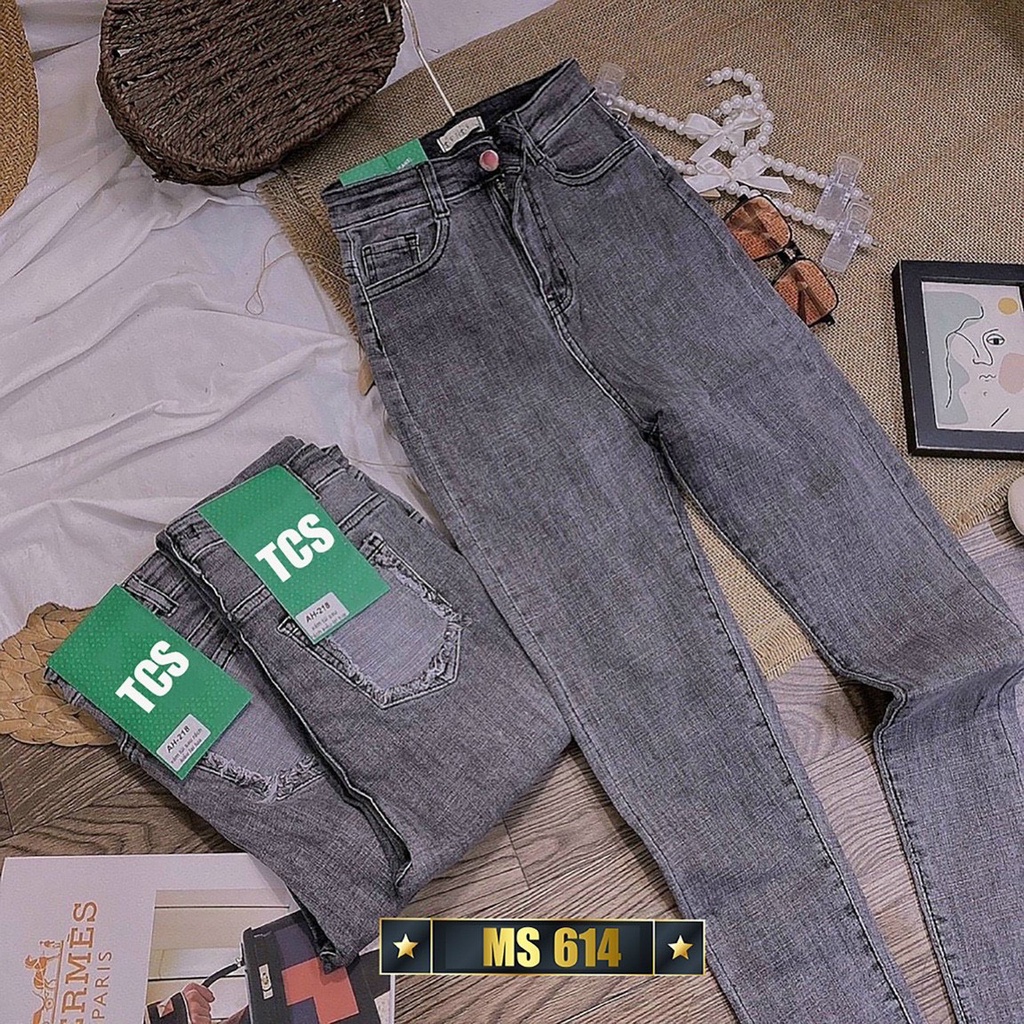 Quần jeans nữ lưng cao màu xám túi kiểu sau , quần lưng cao nữ , quần jeans cao cấp hàng chuẩn shop T-Fashion Shop qn614 | WebRaoVat - webraovat.net.vn