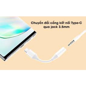 Jack chuyển đổi tai nghe Type C sang tai 3.5mm ( BẢO HÀNH 1 THÁNG) dây trắng, cắm tai nghe chân tròn