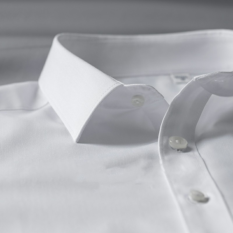 Áo Sơ mi nam màu trắng chất vải lụa, Sơmi nam phong cách Hàn Quốc