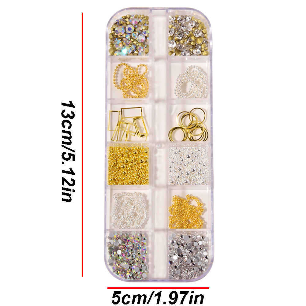 [Hàng mới về] Hộp phụ kiện trang trí móng tay nghệ thuật DIY 3D 12 ngăn xinh xắn thời trang