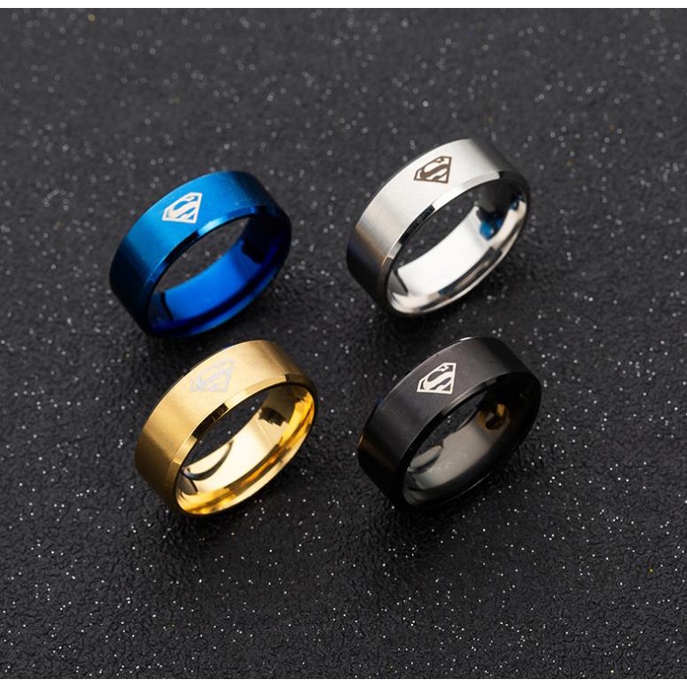 Nhẫn Supermen Bằng Thép Không Gỉ fj408 Thời Trang Cho Nam