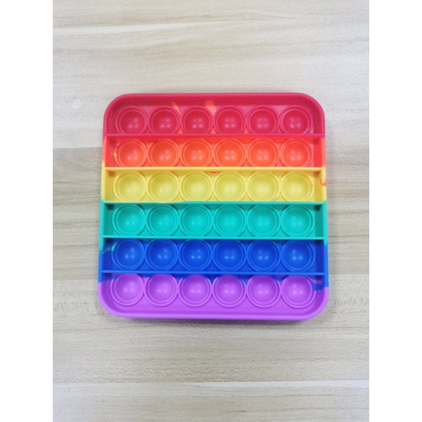Pop it figet toy/ đồ chơi pop it cầu vồng hình vuông/ tròn/ tim siêu nhạy cực đã tay