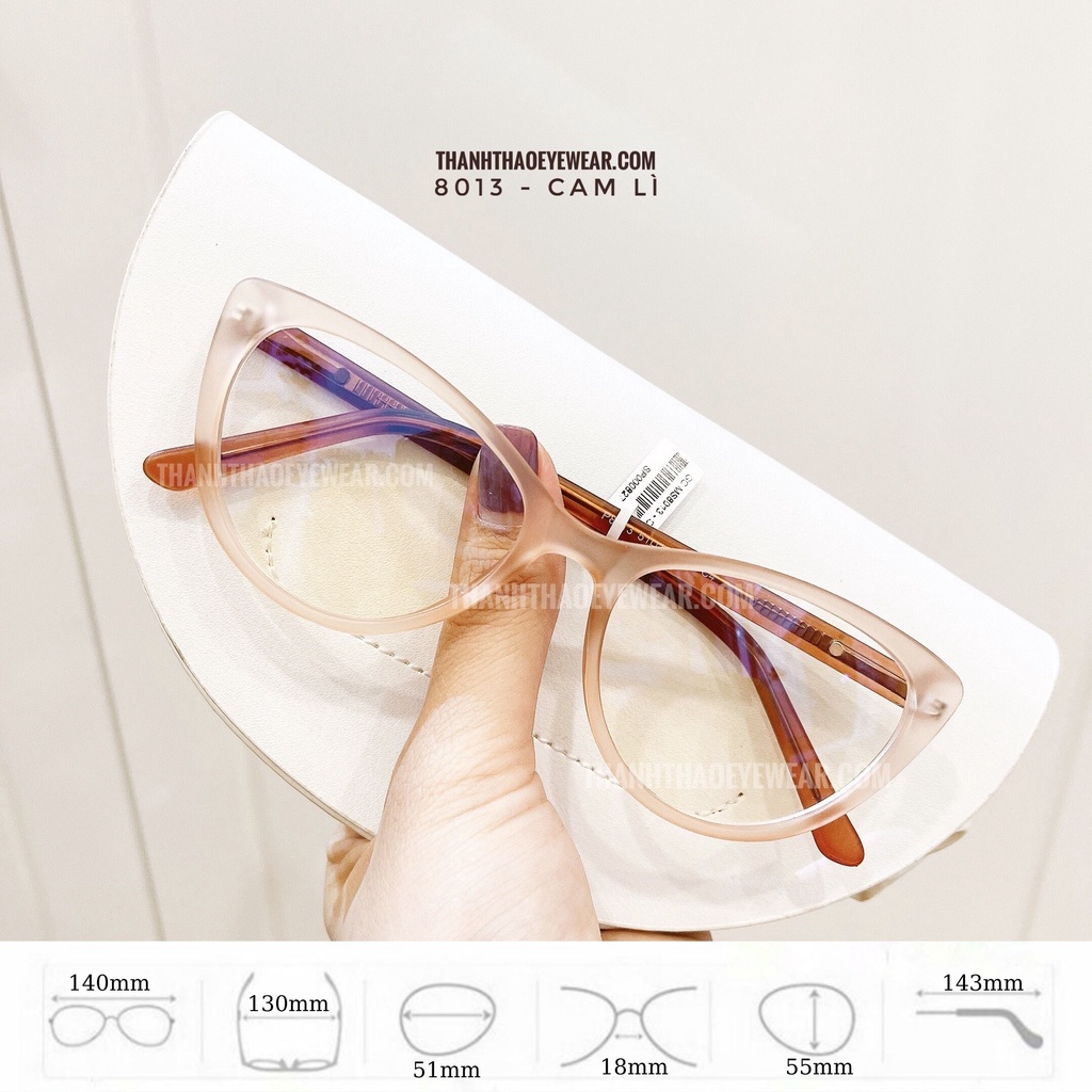 Gọng Kính Cận Nữ Đẹp, Kính Mắt Mèo THANHTHAO EYEWEAR Nhận Lắp Chống Ánh Sáng Xanh, Đổi Màu Cao Cấp M8013