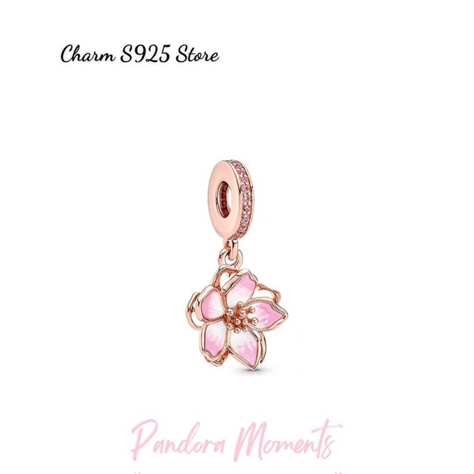 CHARM PAN ALE TREO HOA PANSY VÀNG HỒNG BẠC S925 CAO CẤP