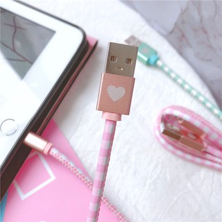 OPPO Dây Cáp Sạc Nhanh Truyền Dữ Liệu Type-c Dài 1.2m Màu Hồng Sọc Caro Xinh Xắn Cho Điện Thoại Apple Android