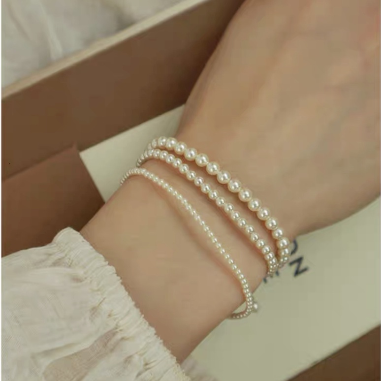 Vòng Tay Chuỗi Hạt Ngọc Trai Trắng Thời Trang Hàn Quốc