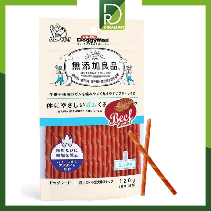 Bánh thưởng que gặm hương bò cho chó 120g - Que gặm hương thịt bò DoggyMan 81937