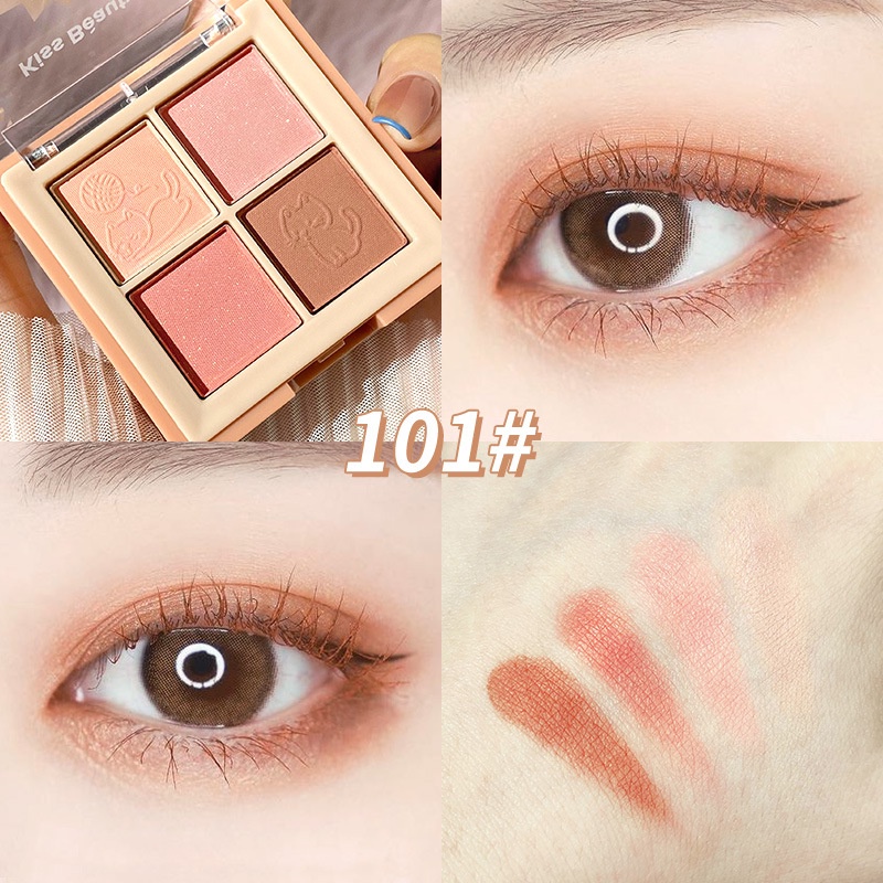 Kiss beauty bảng phấn mắt 4 màu lì và ánh nhũ kết hợp trang điểm tự nhiên | BigBuy360 - bigbuy360.vn