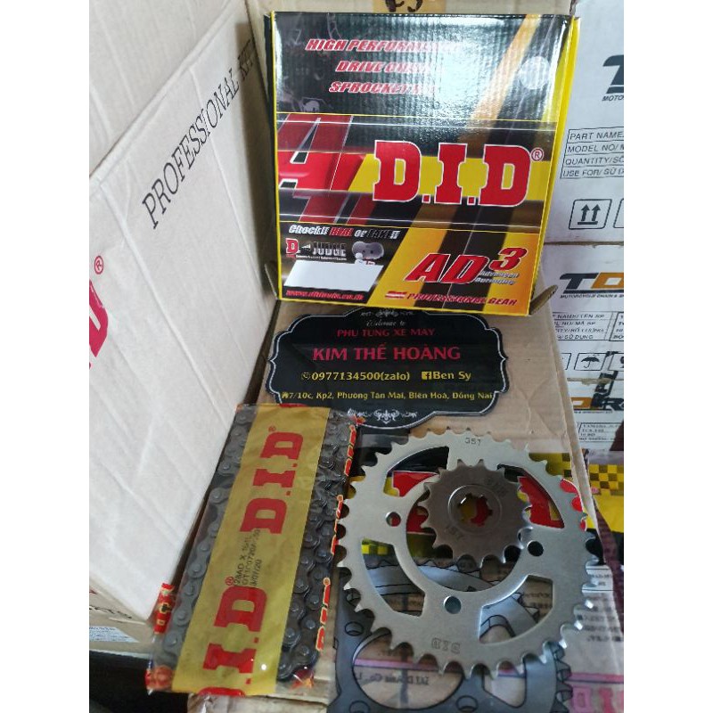 Bộ nhông xích | Sên nhông dĩa DID AD3 Thailand Dream , Wave , Rs , S110 , Neo , Future , Sirius , Taurus .... CHÍNH HIỆU