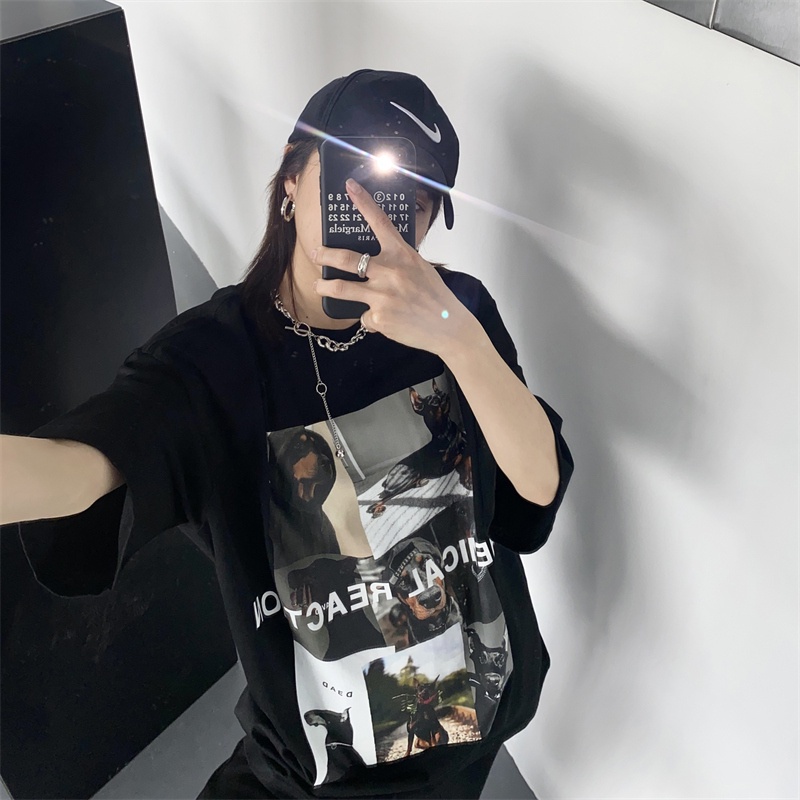 Áo Thun Ngắn Tay Cổ Tròn In Họa Tiết Vintage Phong Cách Mỹ Cho Nữ