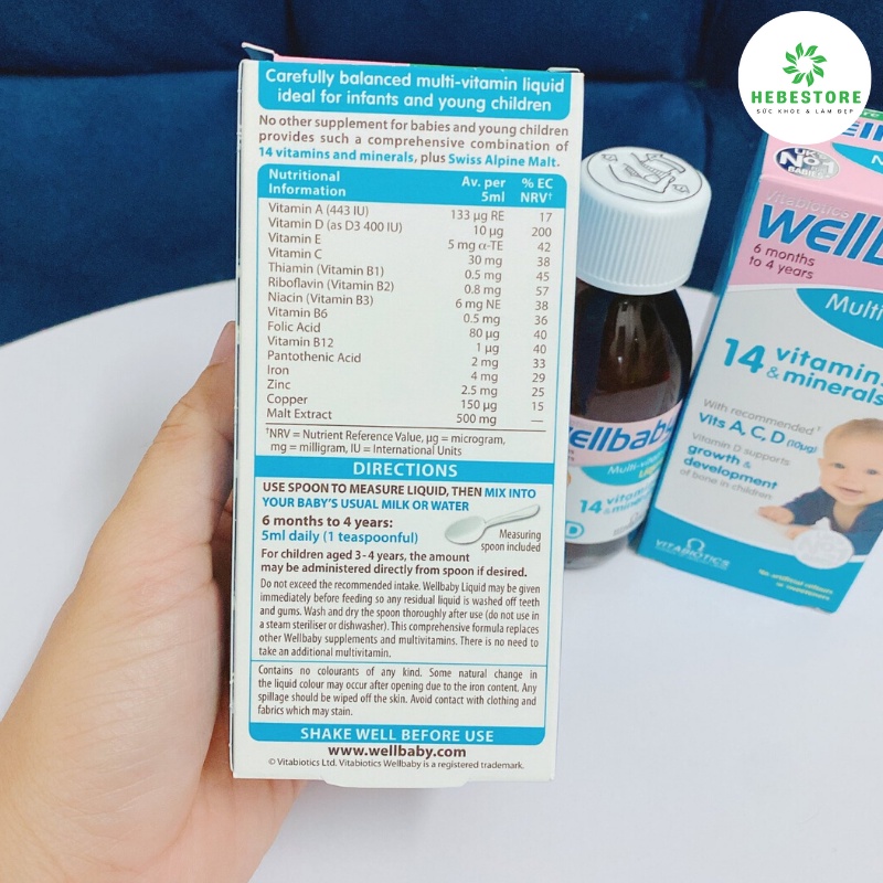 Vitamin tổng hợp Wellbaby Multivitamin Liquid 150ml của Anh cho bé từ 6 tháng tuổi - 4 tuổi | WebRaoVat - webraovat.net.vn