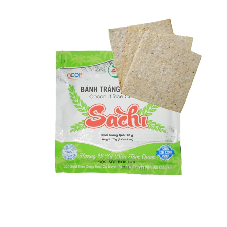 Bánh Tráng Nước Dừa Nướng Sẵn SACHI 75Gram