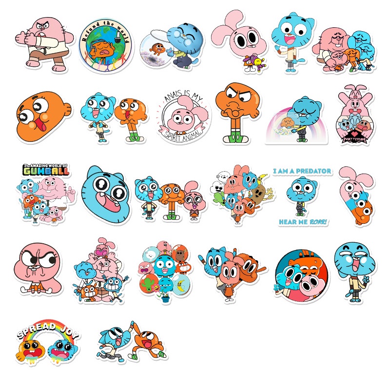 Y&P| Hình Dán Chống Nước The Amazing World of Gumball Phim Hoạt Hình Mũ Bảo Hiểm Máy Tính Xách Tay Hành Lý Dán Thiết Lập, 50 tờ