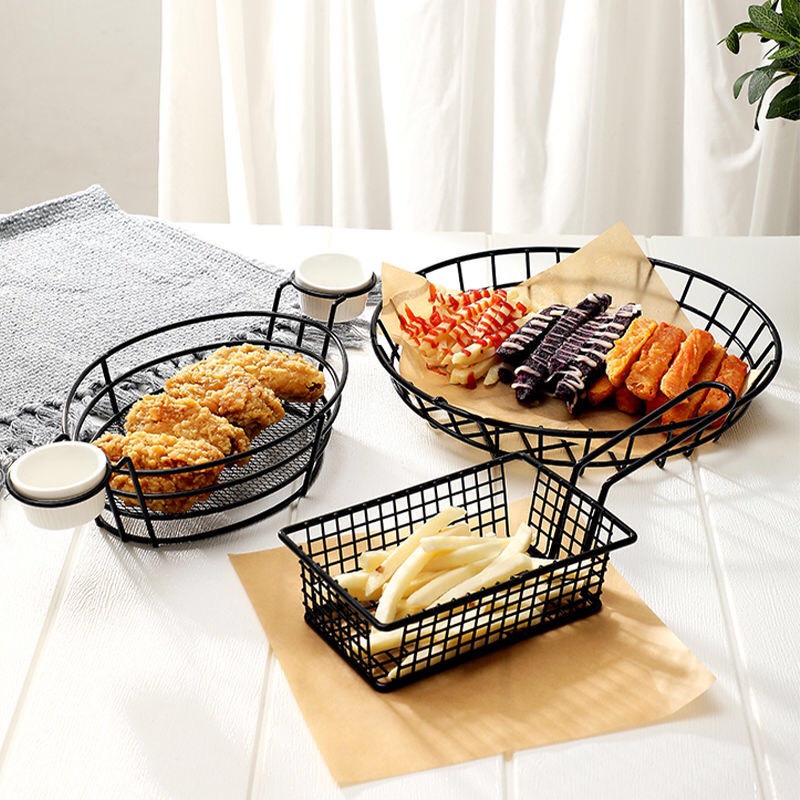 Giỏ đựng đồ chiên rán decor,  khay đựng đồ chiên rán Decor thép không gỉ