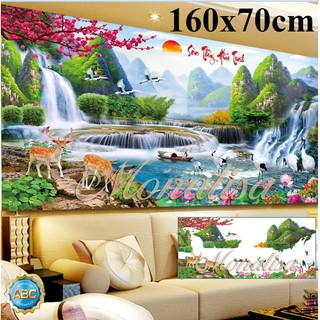 Tranh đính đá thanh lý sơn thủy hữu tình y8076 160x70cm