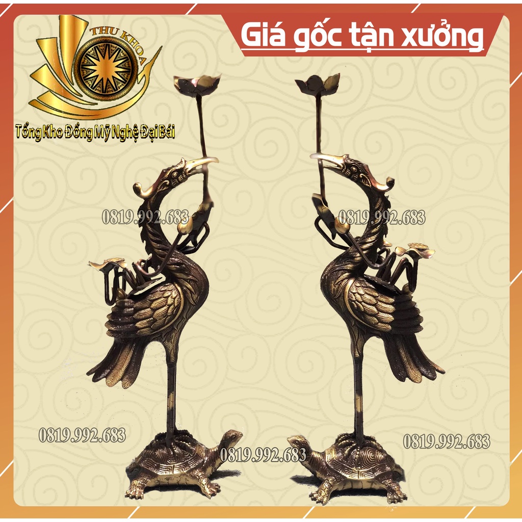 Hạc Thờ Đồng Giả Cổ  Cao Cấp, Hạc Đồng Nguyên Chất Màu Đồng Đen Có Size Lớn Size 36 cm, 42 cm, 60cm Bảo Trì Trọn Đời