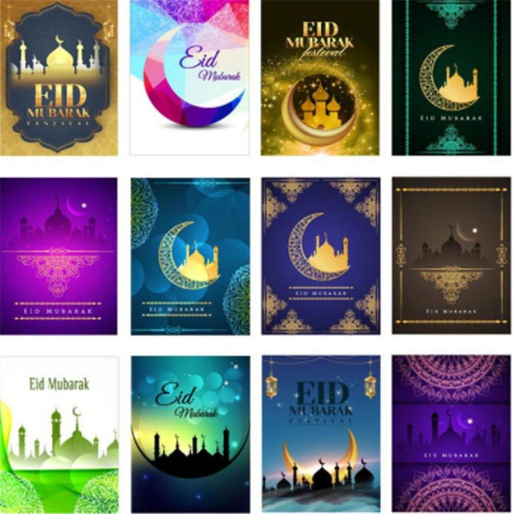 Set 10 Tấm Thẻ Bài Eid Mubarak Trang Trí Lễ Hội / Tiệc Tùng