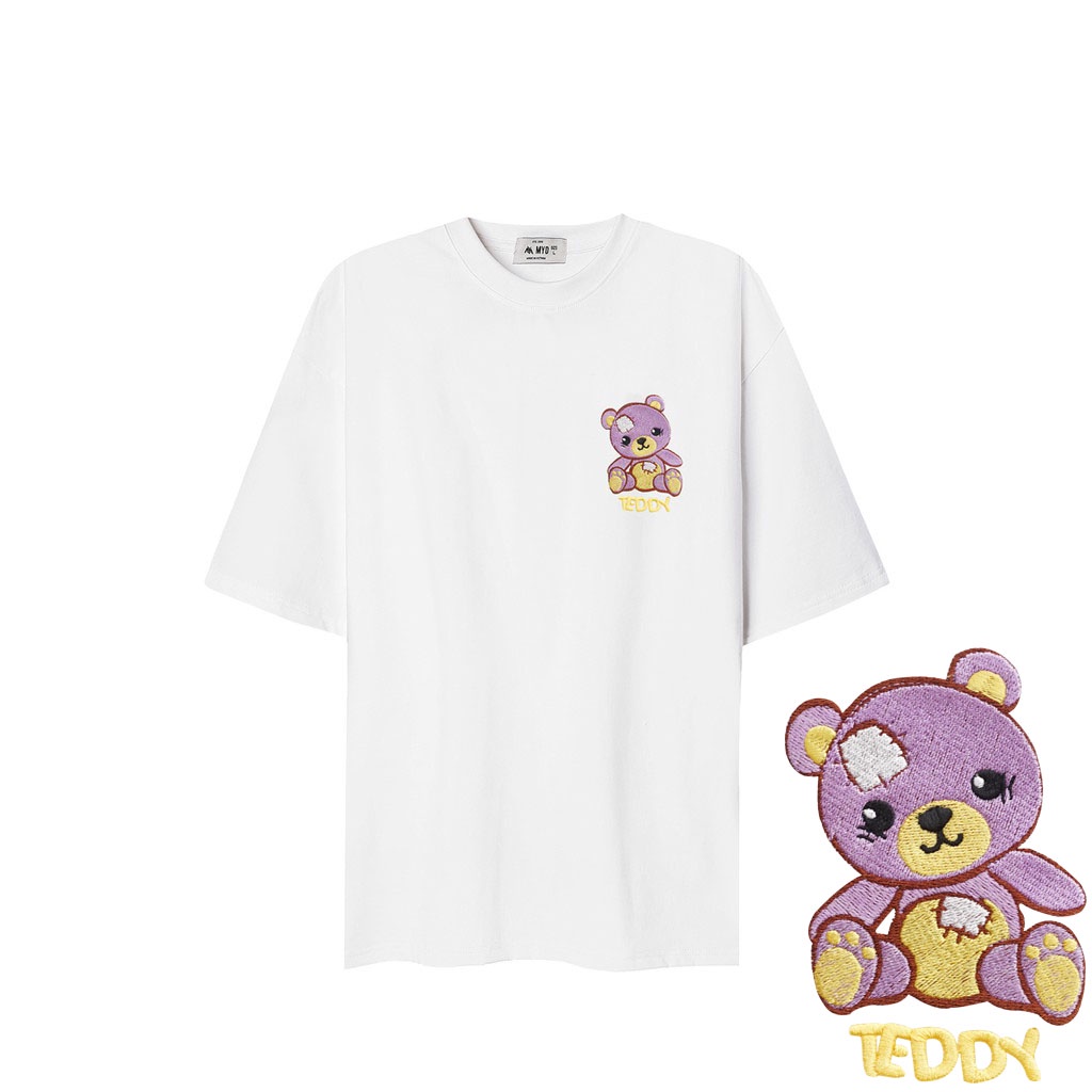 Áo Thun From Rộng MYO Vải Cotton Thêu Hình Teddy