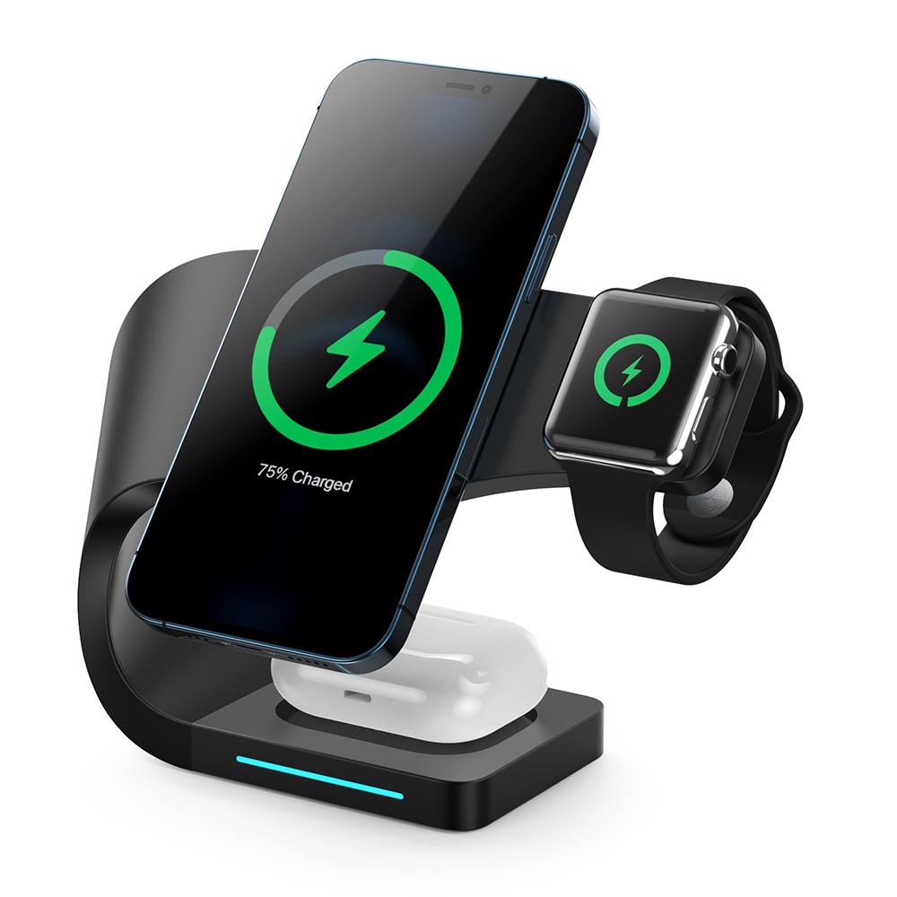 ⌂⌂ 15w four-in-one magnetic wireless charger for Apple mobile phone, watch, headset, three-in-one desktop stand