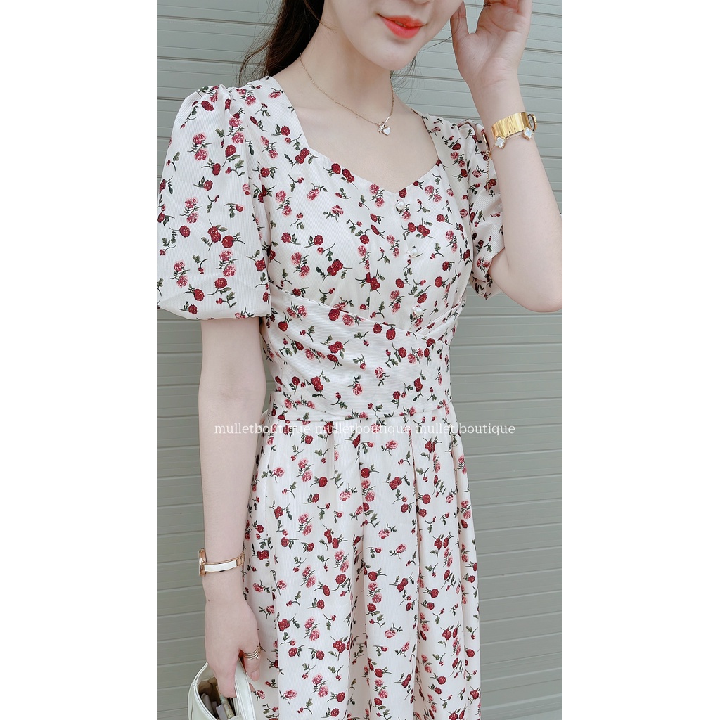 VÁY HOA TỈ MUỘI CÚC NGỌC CHIẾT EO
