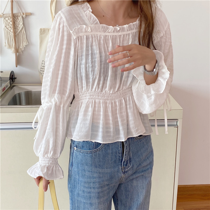 Áo Sơ Mi Nữ Tay Dài Cổ Thắt Cà Vạt Kiểu Mới 37207