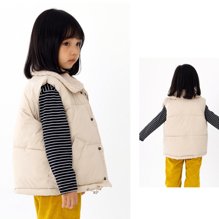 Áo khoác gi lê bé trai bé gái Mario Store áo phao gile lót lông cho bé phong cách Hàn Quốc