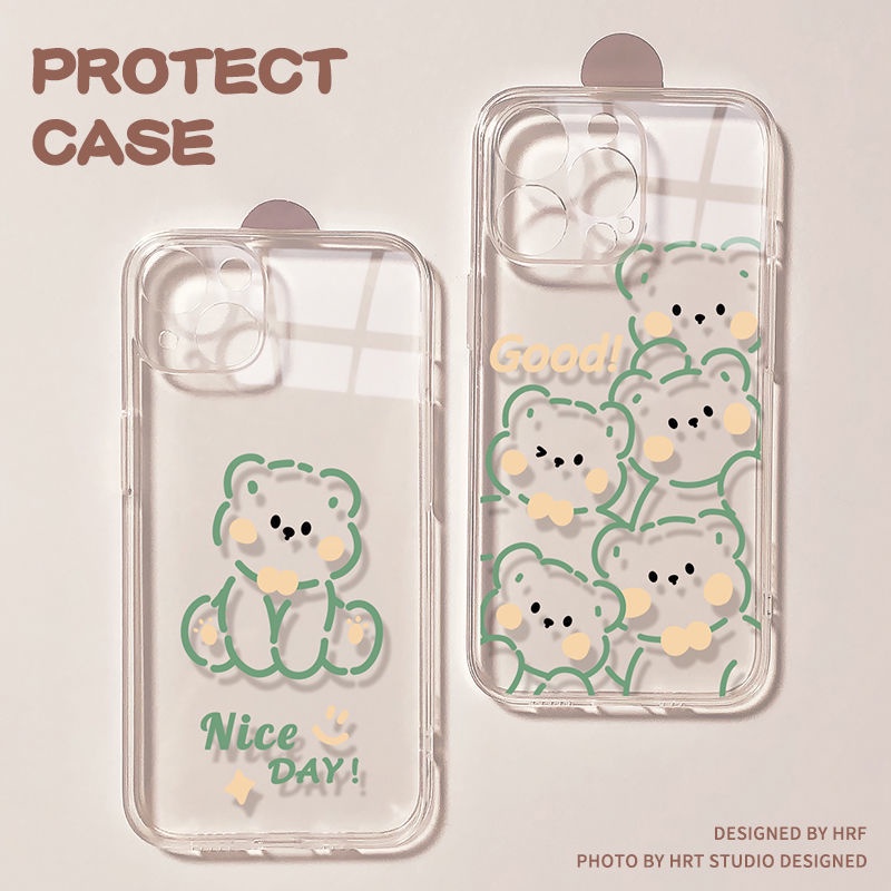 Ốp Điện Thoại Tpu Mềm Trong Suốt In Hình Gấu Dễ Thương Cho iPhone 11 12 13 pro max XS X XR XSMax 7 8 6 6s plus SE 2020