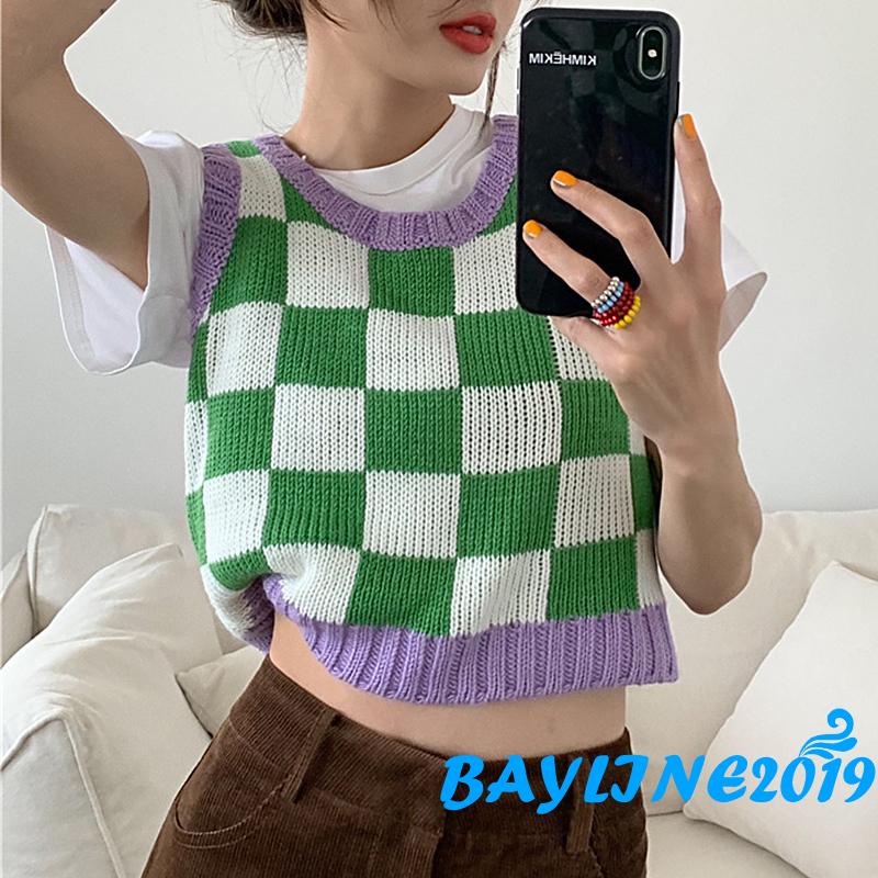 Áo dệt kim sát nách cổ chữ V màu sắc độc đáo thời trang mùa thu quyến rũ cho nữ