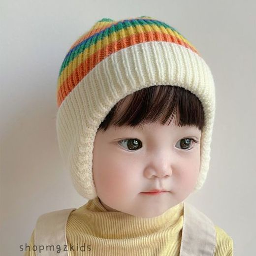 Mũ Len Trùm Tai Giữ Ấm Mùa Thu Đông Phong Cách Hàn Quốc Dễ Thương Cho Bé