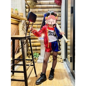 10 cái / bộ Harley Quinn Trang Phục Cosplay Suicide Squad Trẻ Em Cô Gái Áo Khoác T-shirt Quần short Phù hợp với