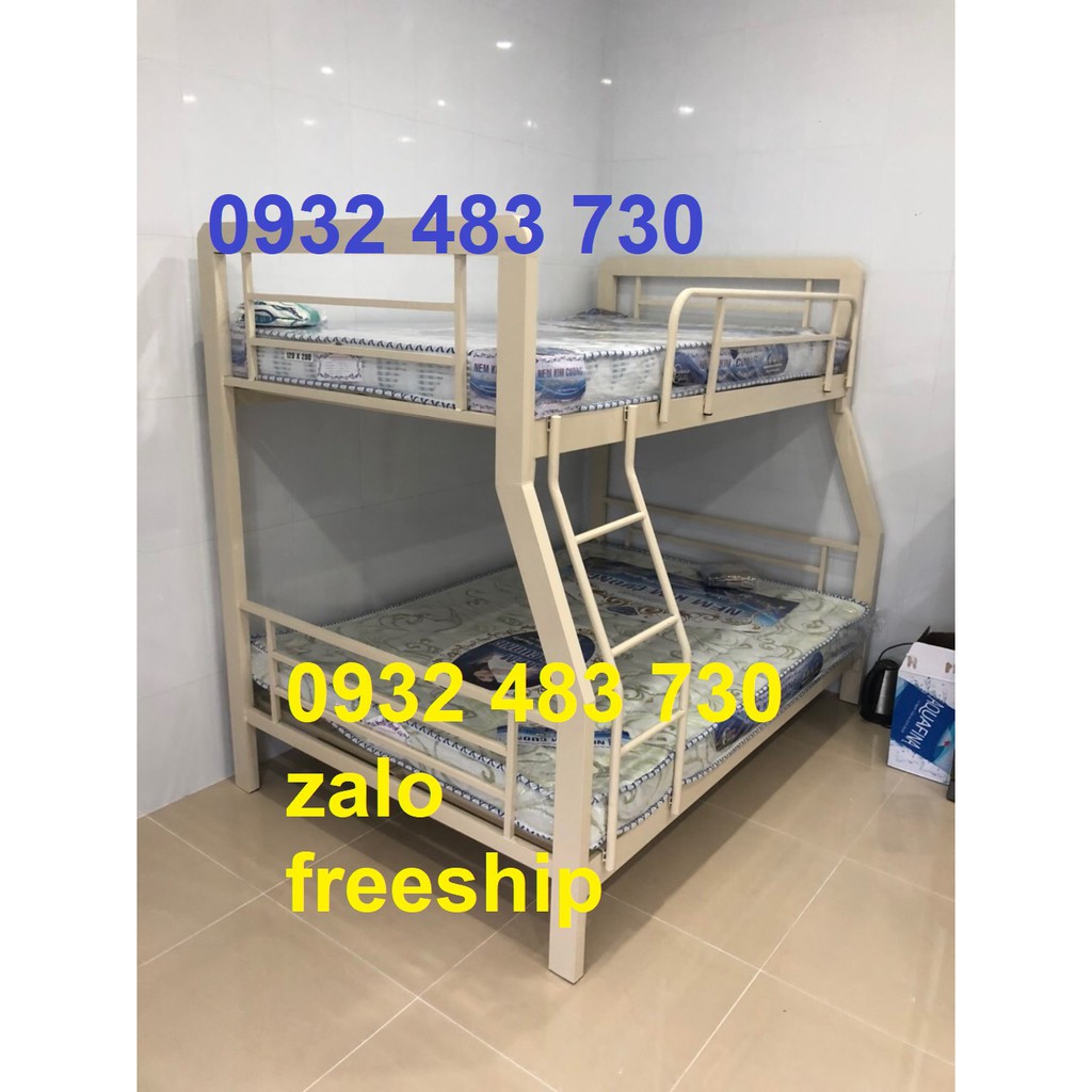 Giường sắt tầng hộp - giường 2 tầng rộng 1m2x1m4x2m HCM