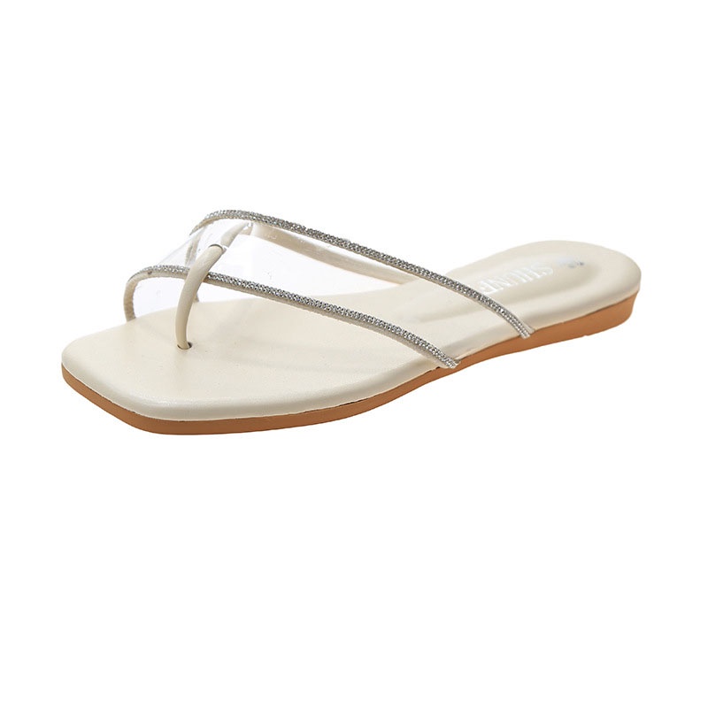 Dép xỏ ngón IELGY quai chéo pvc trong suốt đính đá giả thời trang cho nữ