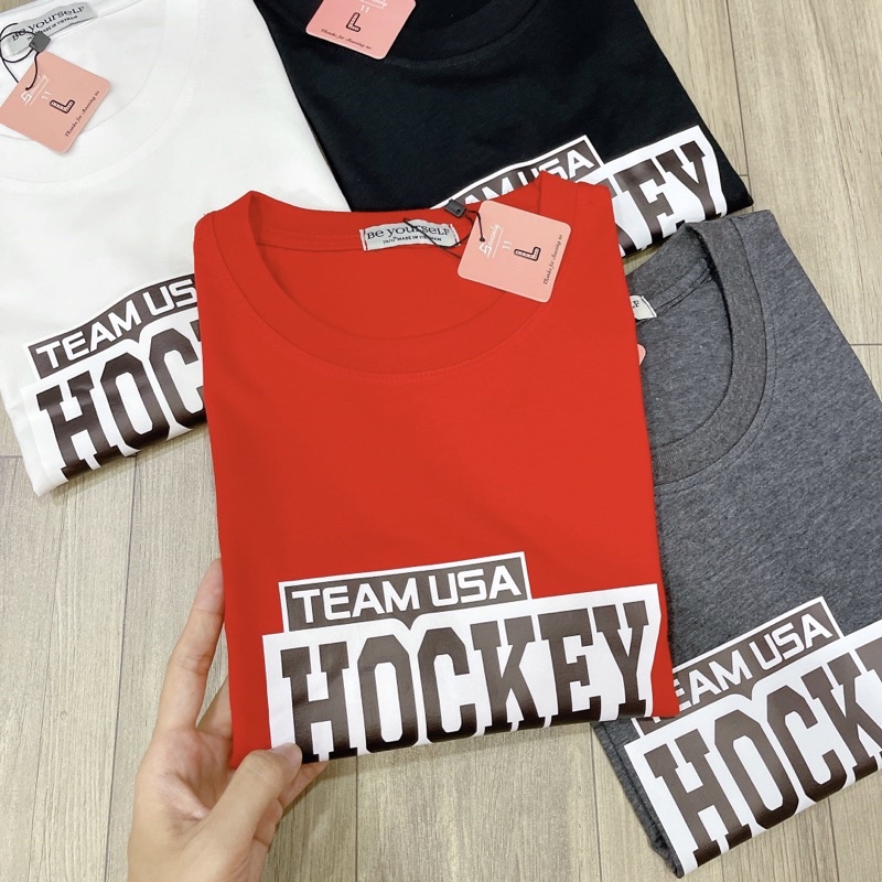 Áo Thun PHÔNG NAM NỮ UNISEX in Decal TEAM HOCKEY - Hình chụp thật