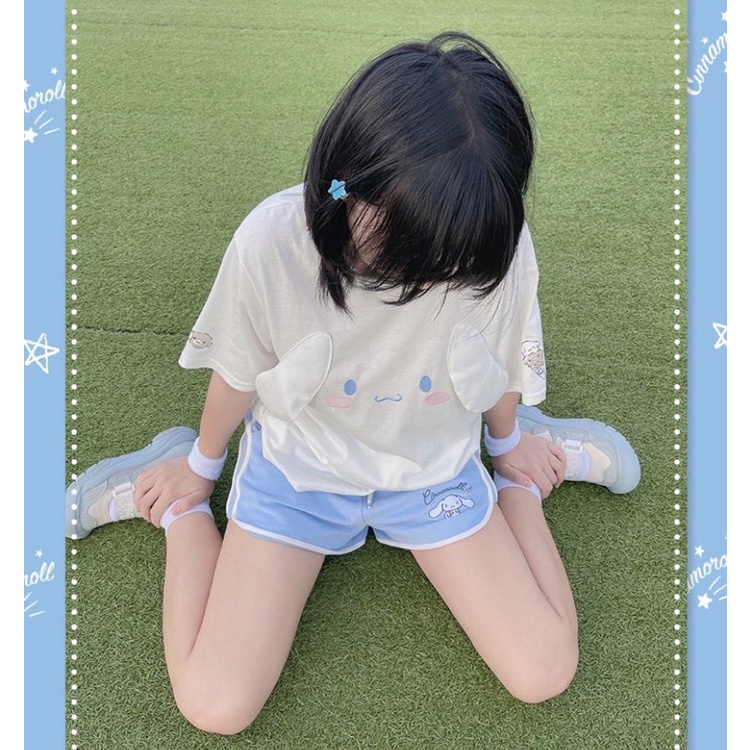 [Có sẵn] Quần Đùi Ngắn Thêu Hình Oh My Melody Màu Pastel Siêu Đáng Yêu