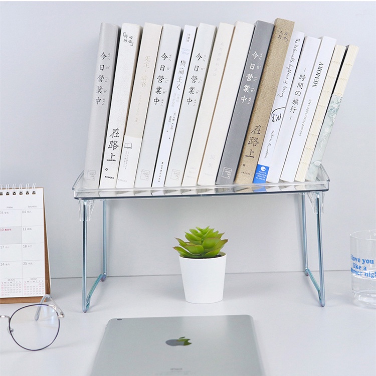 Kệ sách để bàn mica trong suốt Béo shop giá đựng đồ đa năng gấp gọn bằng nhựa Acrylic có thể xếp chồng tiện lợi
