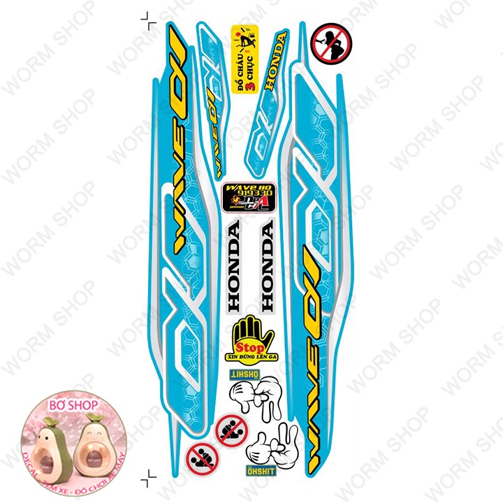 Tem rời WAVE ALPHA 110   BƠ SHOP  - Tem chế 3 lớp cao cấp