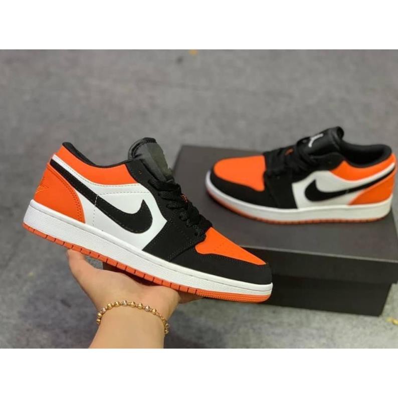 Giày Jordan  cổ thấp, Giày sneaker JD1  đen cam  cổ thấp nam nữ full box Bill